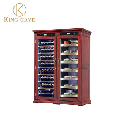Lockable Dual Zone Wood Frame Electric Wine Cooler Cigar Humidor Cabinet