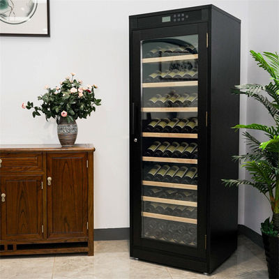 Intelligent Temperature-Controlled Multi-Tiered Black Wood Wine Cooler