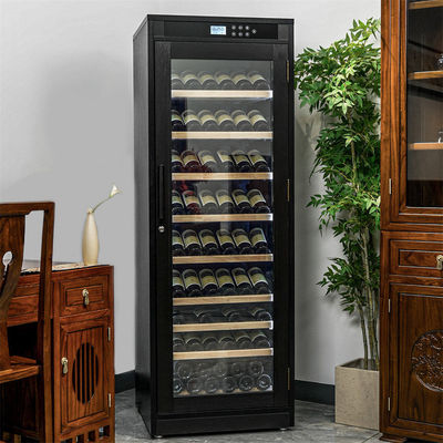 Intelligent Temperature-Controlled Multi-Tiered Black Wood Wine Cooler