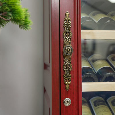 Sophisticated Design Lockable Red Solid Wood Wine Cooler Cabinet