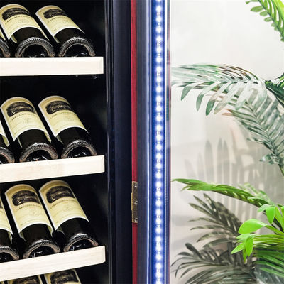 Sophisticated Design Lockable Red Solid Wood Wine Cooler Cabinet