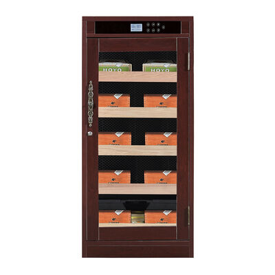 قیمت خوب کابینت رطوبت‌گیر سیگار لوکس با قاب چوبی و سیستم خنک‌کننده ترموالکتریک و کنترل لمسی دیجیتال هوشمند آنلاین