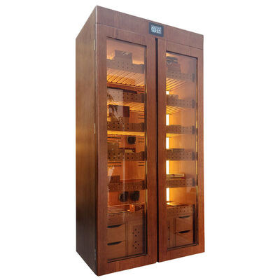 قیمت خوب دو درب کابینت چوبی جامد سگار کولر مرطوب کننده با چراغ LED آنلاین